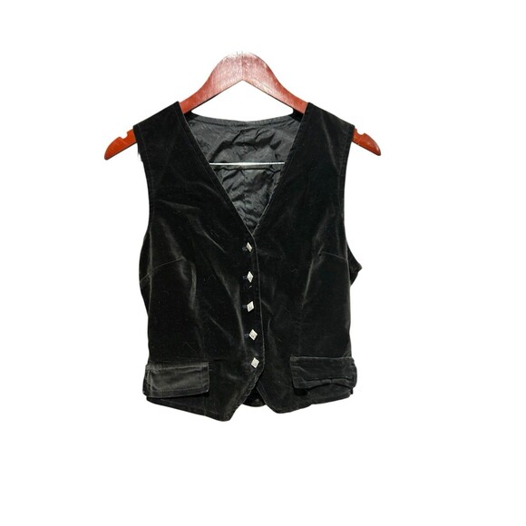 Unbranded Jackets & Blazers - Unbranded Womens Velvet Black Vest Button Up Sleeveless 90s Witchy Goth Vibes